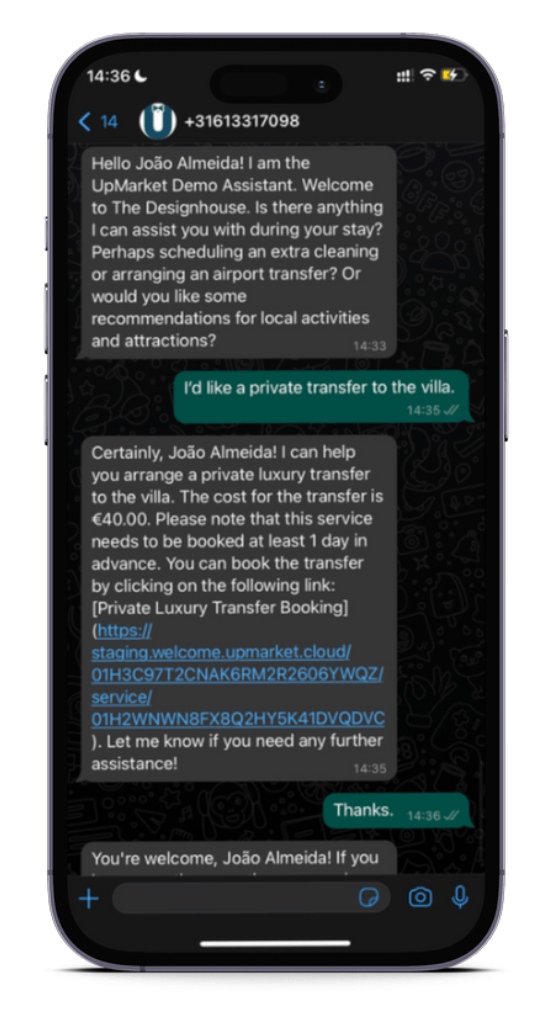 UpMarket AI Demo Virtual Concierge