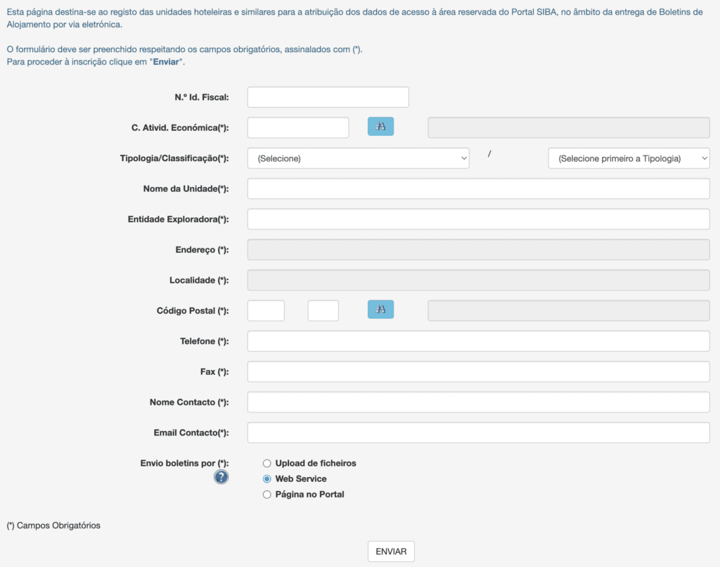 SIBA SEF Registe Alojamento Local